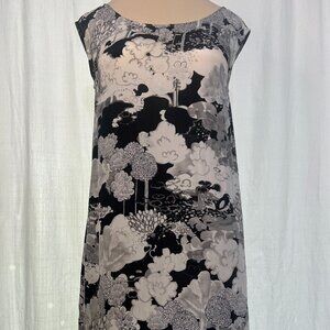 Anthropologie Moulinette Soeurs Floral Black & White Dress 100% Silk Size 6